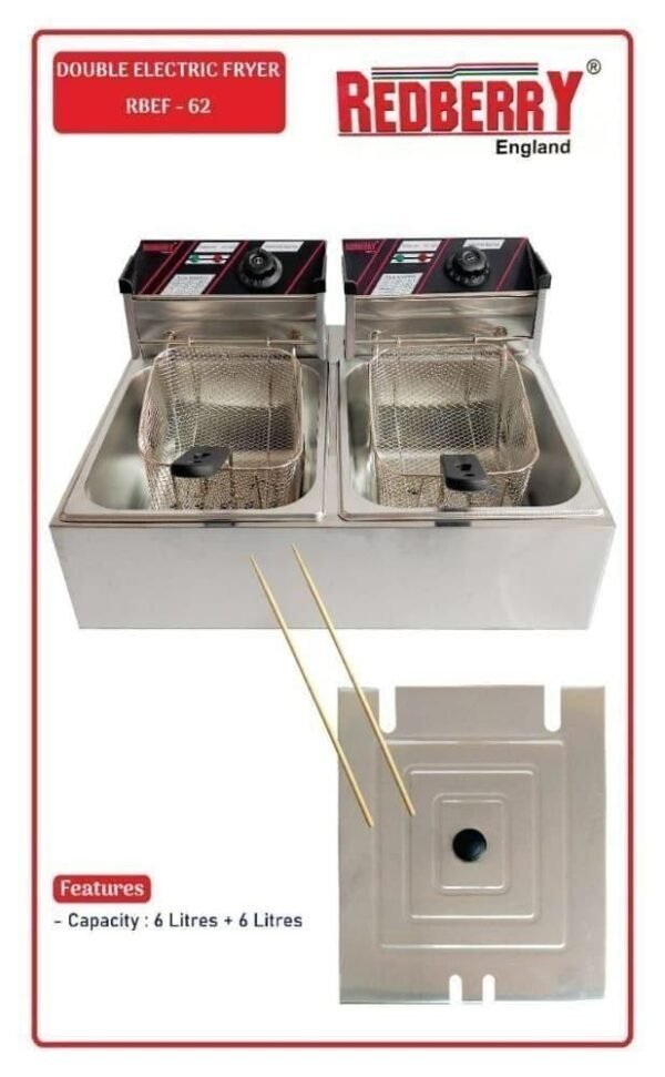 Redberry RBEF-62 Double Electric Fryer 6L + 6L – Commercial Deep Fryer