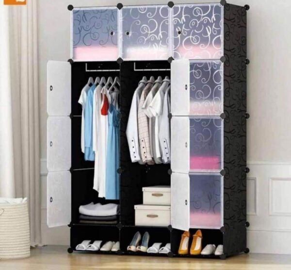 3 Column Portable Plastic Wardrobe Closet